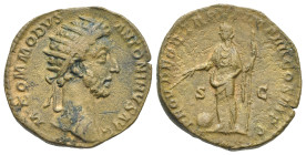Roman Empire. Commodus, 177-192. Dupondius (Bronze, 25.23 mm, 11.61 g). Rome. AD 181. M COMMODVS ANTONINVS AVG, Radiate head right. Rev. PROVI DEOR TR...