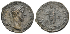 Roman Empire. Commodus, 180-192. As (Bronze, 25.05 mm, 10.32 g). Rome. AD 181. M COMMODVS - ANTONINVS AVG, Laureate head right. Rev. VOTA DEC ANN SVSC...
