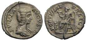 Roman Empire. Julia Domna, wife of Septimius Severus, 193-217. Denarius struck under Severus (Silver, 18.96 mm, 3.51 g). Rome. AD 207-209. IVLIA AVGVS...