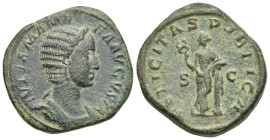 Roman Empire. Julia Mamaea, Augusta 222-235. Sestertius (Bronze, 31.95 mm, 25.39 g). Rome. AD 228. IVLIA MAMAEA AVGVSTA, Diademed and draped bust of J...