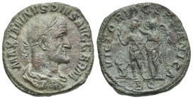 Roman Empire. Maximinus I, 235-238. Sestertius (Bronze, 29.67 mm, 21.76 g). Rome. AD 236-238. MAXIMINVS PIVS AVG GERM, Laureate, draped and cuirassed ...