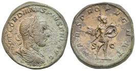 Roman Epire. Gordian III, 238-244. Sestertius (Bronze, 30.12 mm, 25.83 g). Rome. AD 244. IMP GORDIANVS PIVS FEL AVG, Laureate, draped and cuirassed bu...