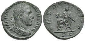 Roman Empire. Philip I, 244-249. Sestertius (Bronze, 29.00 mm, 17.55 g). Rome. AD 245. IMP M IVL PHILIPPVS AVG, Laureate, draped and cuirassed bust ri...