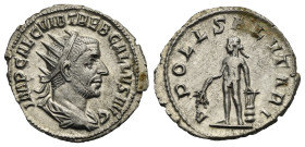 Roman Empire. Trebonianus Gallus, 251-253. Antoninianus (Silver, 22.36 mm, 3.27 g). Rome. AD 253. IMP CAE C VIB TREB GALLVS AVG, Radiate, draped and c...