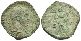 Roman Empire. Volusian , 251-253. Sestertius (Bronze, 27.00 mm, 16.20 g). Rome. AD 253. IMP CAES VIB VOLVSIANO AVG, Laureate, draped, and cuirassed bu...
