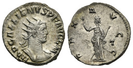 Roman Empire. Gallienus, 253-268. Antoninianus (Silver, 20.26 mm, 4.48 g). Rome. AD 257. IMP GALLIENVS P F AVG G M Radiate, slightly draped on the lef...