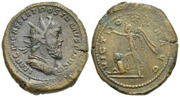 Roman Empire. Postumus, 260-269. Double Sestertius (Bronze, 35.34 mm, 30.47 g). Cologne or Trier. AD 261. IMP C M CASS LAT POSTVMVS P F AVG, Radiate, ...