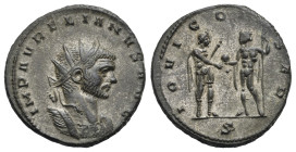 Roman Empire. Aurelian, 270-275. Antoninianus (Silvered Bronze, 21.76 mm, 4.88 g). Mediolanum. AD 271-272. IMP AVRELIANVS AVG Radiate and cuirassed bu...