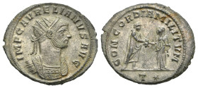 Roman Empire. Aurelian, 270-275. Antoninianus (Silvered Bronze, 24 mm, 3.55 g). Siscia. AD 272-274 ca. IMP AVRELIANVS AVG, Radiate and cuirassed bust ...