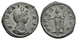 Roman Empire. Severina Augusta, wife of Aurelian, 270-275. Antoninianus (Bronze, 19.26 mm, 2.97 g). Rome. AD 275. SEVERI - NA AVG, Diademed and draped...