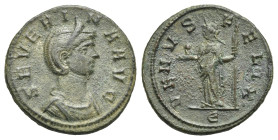 Roman Empire. Severina Augusta, wife of Aurelian, 270-275. Antoninianus (Bronze, 19.05 mm, 2.85 g). Rome. AD 275. SEVERI - NA AVG, Diademed and draped...