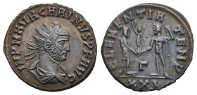 Roman Empire. Carinus, 283-285. Antoninianus (Bronze, 19.85 mm, 3.05 g). Cyzicus, 3rd emission, 3rd officina. AD 284. IMP M AVR CARINVS P F AVG Radiat...