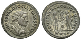 Roman Empire. Diocletian, 284-305. Antoninianus (Silvered Bronze, 23.34 mm, 4.38 g). Antioch, 5th officina. AD 293-295. IMP C C VAL DIOCLETIANVS P F A...