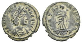Roman Empire. Theodora Augusta, wife of Constantius I Chlorus, 293-306. Follis (15.78 mm, 1.40 g). Treviri. AD 337-340. Posthumous issue by Constantin...