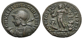 Roman Empire. Licinius II as Caesar, 317-324. Follis (Bronze, 19.72 mm, 3.26 g). Alexandria, 2nd officina. AD 321-324. DN VAL LICIN LICINIVS NOB C Cui...
