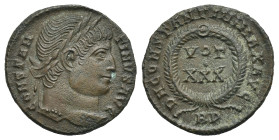 Roman Empire. Constantine I, 306-337. Follis (Bronze, 19.18 mm, 2.94 g). Rome. AD 322. CONSTANTINVS AVG, Laureate head right. Rev. D N CONSTANTINI MAX...