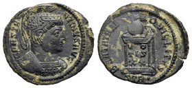 Roman Empire. Constantine I, 306-337. Follis (Bronze, 21.28 mm, 2.93 g). Treveri, 2nd officina. AD 322. CONSTA NTINVS AVG, Cuirassed bust right, weari...