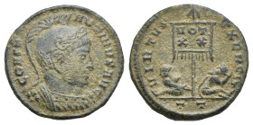 Roman Empire. Constantine I, 306-337. Nummus (Bronze, 18.71 mm, 2.81 g). Ticinum. AD 319-320. CONST - ANTINVS AVG, Cuirassed bust right, wearing crest...