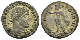 Roman Empire. Constantine I, 306-337. Follis (Bronze, 19.41 mm, 3.04 g). Aquileia, 1st offficina. AD 317. IMP CONSTANTINVS P F AVG, Laureate and cuira...