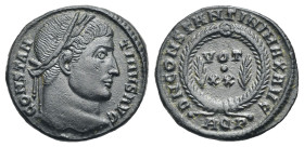Roman Empire. Constantine I, 306-337. Follis (Bronze, 17.90 mm, 3.05 g). Aquileia. AD 322. CONSTAN TINVS AVG, Laureate head right. Rev. DN CONSTANTINI...