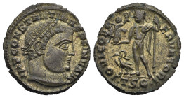 Roman Empire. Constantine I, 306-337. Follis (Bronze, 21.11 mm, 4.10 g). Thessalonica. AD 316-317. IMP CONSTANTINVS P F INV AVG, Laureate head right. ...