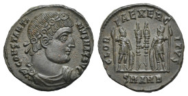 Roman Empire. Constantine I, 306-337. (Bronze, 17.92 mm, 2.89 g). Antioch. CONSTANTI - NVS MAX AVG, Laureate, draped and cuirassed bust right. Rev. GL...