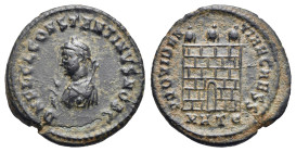 Roman Empire. Constantine II as Caesar, 317-337. Nummus (Bronze, 19.13 mm, 2.96 g). Heraclea. AD 317. DN FL CL CONSTANTINVS NOB C, Laureate and draped...