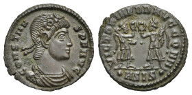 Roman Empire. Constans I, 337-350. Nummus (Bronze, 16.53 mm, 2.04 g). Siscia. AD 347-348. CONSTAN S P F AVG Laureate, draped and cuirassed bust right,...