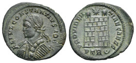 Roman Empire. Constantius II, 337-361. Follis (Bronze, 20.37 mm, 3.33 g). Trier, 1st officina. AD 326 ca. FL IVL CONSTANTIVS IVN NOB C, Laureate, drap...