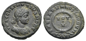 Roman Empire. Constantius II, 337-361. Follis (Bronze, 19.44 mm, 3.72 g). Thessalonica. AD 324. IVL CONSTANTITIVS NOB C, Laureate, draped and cuirasse...