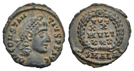 Roman Empire. Constantius II, 337-361. Follis (Bronze, 15.47 mm, 1.36 g). Alexandria, 1st officina. AD 347-348. D N CONSTAN TIVS P F AVG Pearl-diademe...