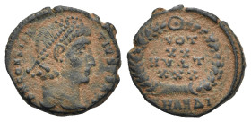 Roman Empire. Constantius II, 337-361. Follis (Bronze, 15.03 mm, 1.75 g). Antioch. AD 347-348. DN CONSTAN TIVS P F AVG Head right wearing pearl diadem...