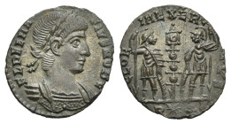 Roman Empire. Delmatius Caesar, 335-337. Nummus (Bronze, 14.98 mm, 1.63 g). Rome. AD 336-337. FL DELMA TIVS NOB C Laureate and cuirassed bust right. R...