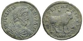 Roman Empire. Julian II, 360-363. Double Maiorina (Bronze, 27.99 mm, 7.91 g). Arelate. AD 362-363. D N FL CL IVLI ANVS P F AVG Pearl-diademed, draped ...