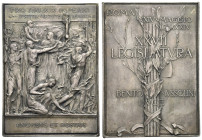 Medals. Italy. Fascist Age. Plaquette for the 1924 Legislature (Silver, 71.30 x 51.71 mm, 85.31 g). Opus: Boninsegna. Mint: Lorioli e Castelli. PRO IT...