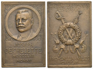 Medals. France. Commemorative plaquette, 1916. Joseph Déchelette (archaeologist, 1862-1914), killed at the war front (Bronze, 60.05 x 40.23 mm, 67.43 ...