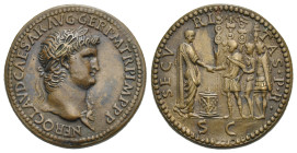 Study Forgeries. Nero "Paduan" hybrid-medal by Giovanni Cavino (1500-1570) or contemporary (Bronze, 35.5 mm, 33.91 g). NERO CLAVD CAESAR AVG GER P M T...