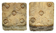 Antiquities. Roman Bone Gaming Die. 1st - 2nd centuries AD. (9 mm length max). Intact, with a few almost invisible cracks.