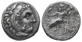 Kings of Macedon, Alexander III "the Great", 336-323 BC. AR Drachm, 3.94 g. - 16.91 mm. Early posthumous issues of Lampsakos, under Philip III Arrhida...