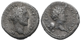 Antoninus Pius with Marcus Aurelius (as Caesar), 138-161 AD. AR Denarius. 2.46 g. - 17.74 mm. Rome.