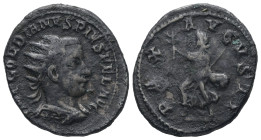 Gordian III. AD.238-244. AR Antoninianus. 5.17 g. - 23.46 mm. Antioch.
Obv.: IMP GORDIANVS PIVS FEL AVG. Radiate and cuirassed bust right.
Rev.: PAX A...