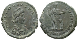 Honorius, AD.393-423. AE. 4.87 g. - 22.63 mm. Nicomedia, 3rd. officina.
Obv.: D N HONORIVS P F AVG. Diademed, draped and cuirassed bust right.
Rev.: G...