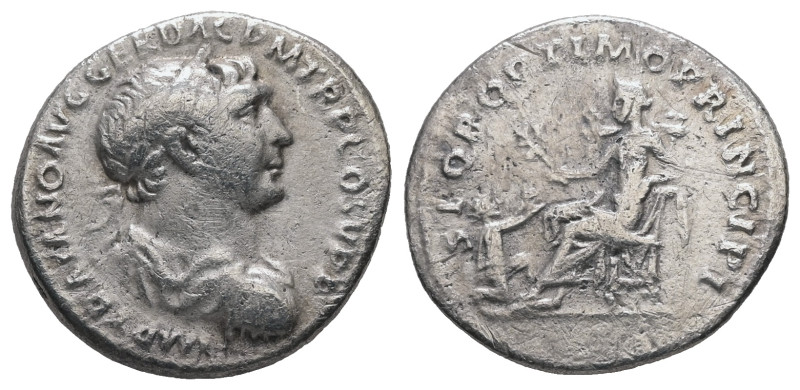 Trajan, AD.98-117. AR Denarius. 2.78 g. - 18.58 mm. Rome.