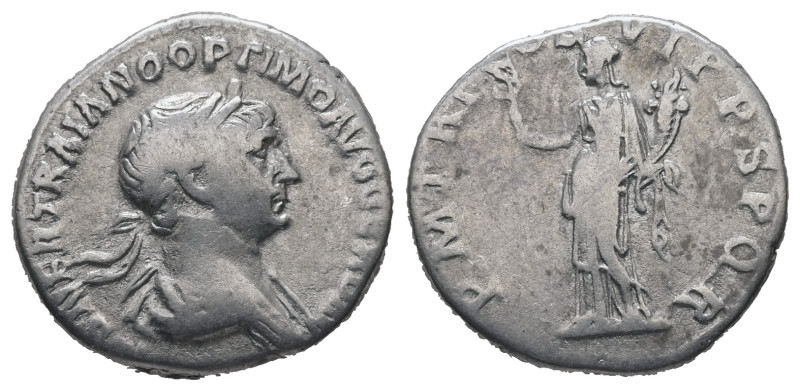 Trajan, AD.98-117. AR Denarius. 3.24 g. - 17.73 mm. Rome.
