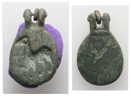 Roman, bronze amuletic pendant. ca.1st-3rd centuries AD. 4.72 g. - 24.64 mm.