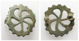 Roman, bronze wheel-shaped fibula. ca.1st-3rd centuries AD. 8.94 g. - 35.68 mm.