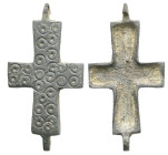 AE Reliquary Cross. Middle Byzantine. 10.75 g 52.84 mm