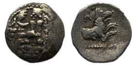 Lykaonia. Laranda. Óbolo. 324-323 a.C. (Sng Francia-444). (SNG Leipzig-223). Anv.: Baaltars sentado a la izquierda, sosteniendo espiga de cereal, raci...