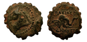 Reino Seléucida. Demetrio I Sóter. AE 16. 162-150 a.C. Antioquía del Orontes. (SC-1646). (Hgc-9, 833). Anv.: Cabeza de caballo a la izquierda. Rev.: C...