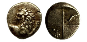 Tracia. Chersonesos. Hemidracma. 386-338 a.C. (Bmc-27). (McClean-4117). Anv.: Parte anterior del león a la derecha, cabeza a la izquierda Rev.: Cuadra...